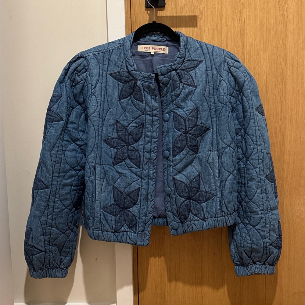 Free People Blue Floral Jacket